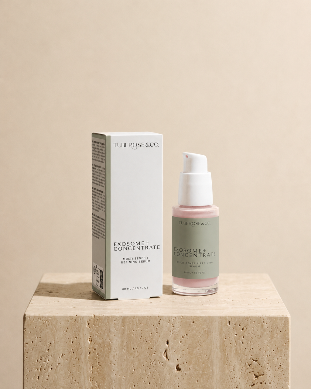Tuberose & Co. Exosome+ Concentrate with retail packaging box