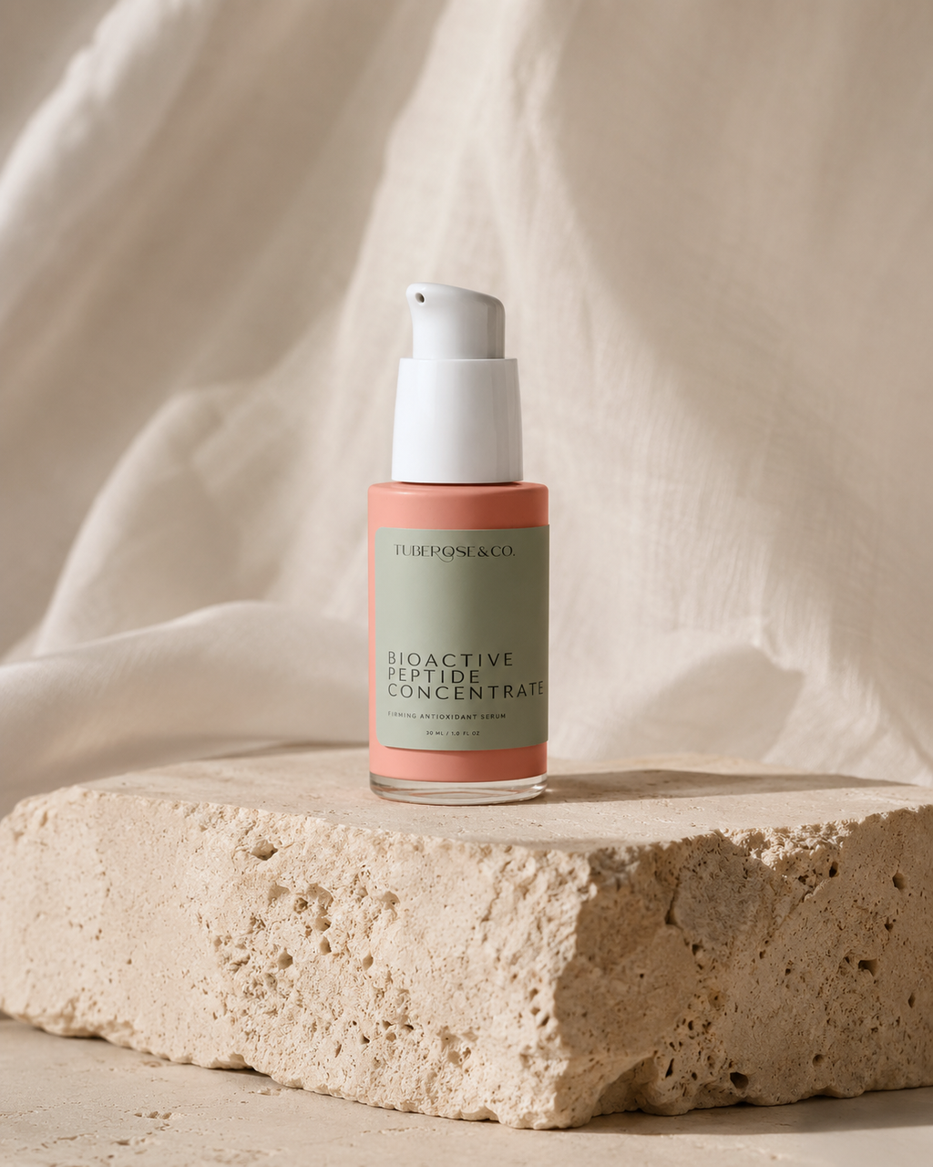 Tuberose & Co. Bioactive Peptide Concentrate product shot on display