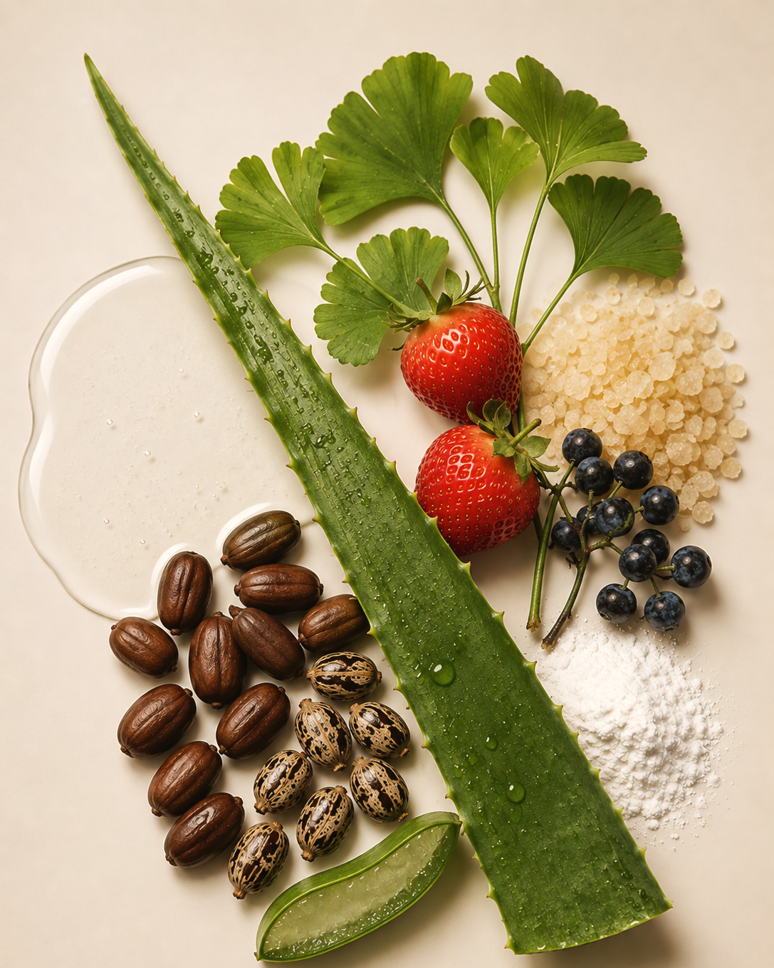 Tuberose & Co. Bioactive Peptide Concentrate styled in a botanical still life