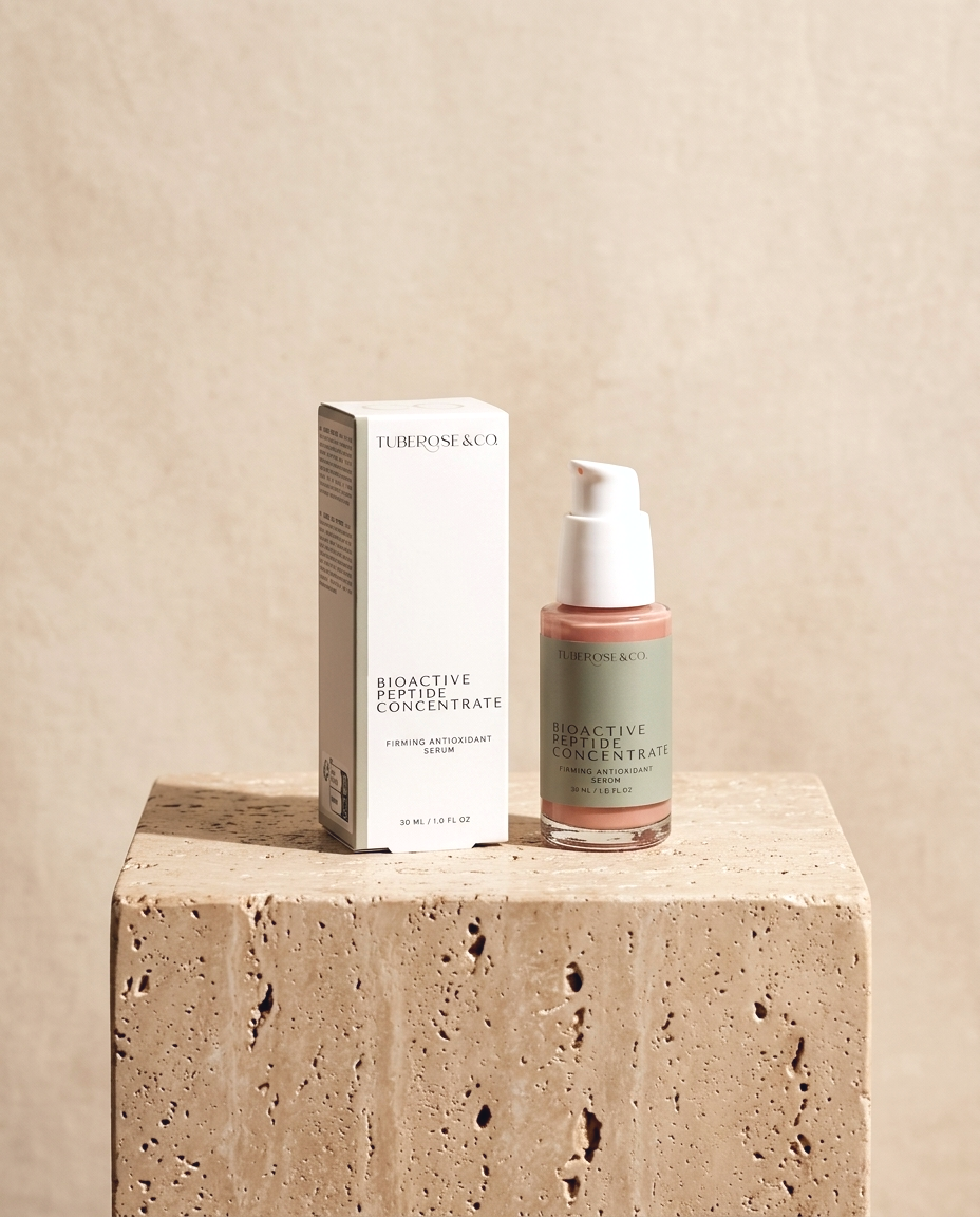 Tuberose & Co. Bioactive Peptide Concentrate with retail packaging box