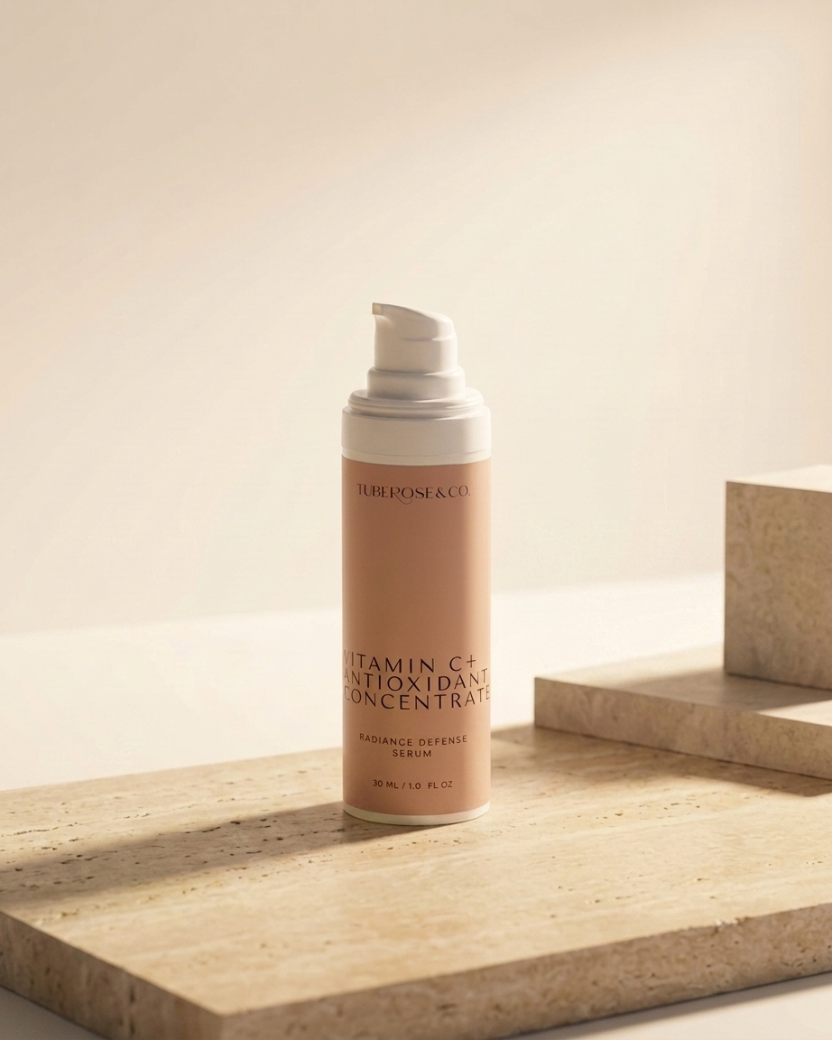 Tuberose & Co. Vitamin C+ Antioxidant Concentrate product shot on display