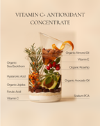 Tuberose & Co. Vitamin C+ Antioxidant Concentrate with glass beaker ingredient callout