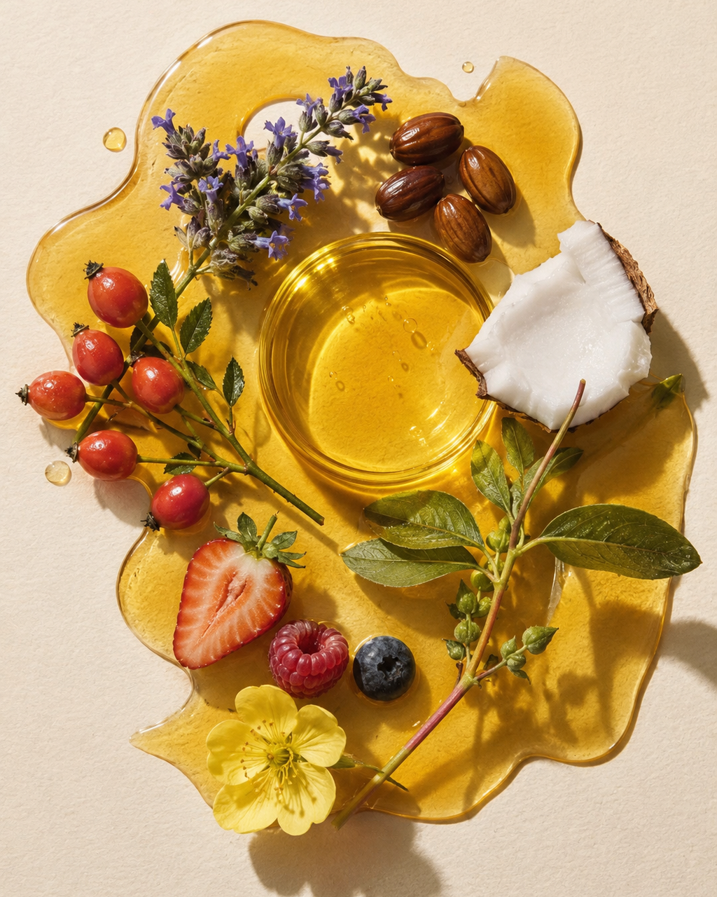 Tuberose & Co. Bakuchiol Lipid Infusion styled in a botanical still life
